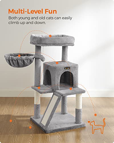 Gray Cat Tree with Perch, Posts, and Cave