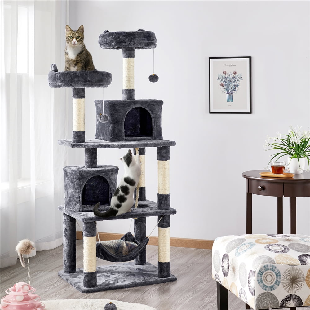 Dark Gray Double Condo Cat Tree & Scratcher
