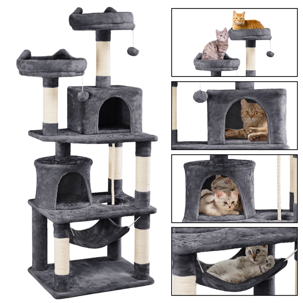 Dark Gray Double Condo Cat Tree & Scratcher