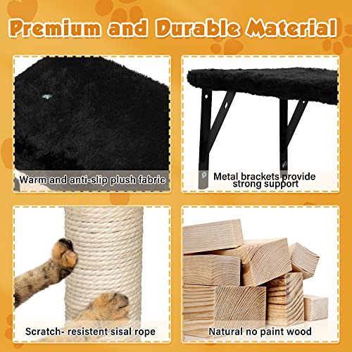 Wall-Mounted Cat Climber Set with Accessories, Black