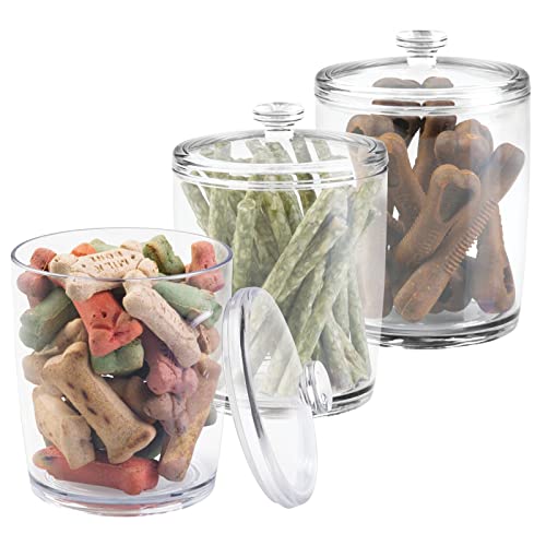 Clear Plastic Cat Canister with Lid - 3 Pack