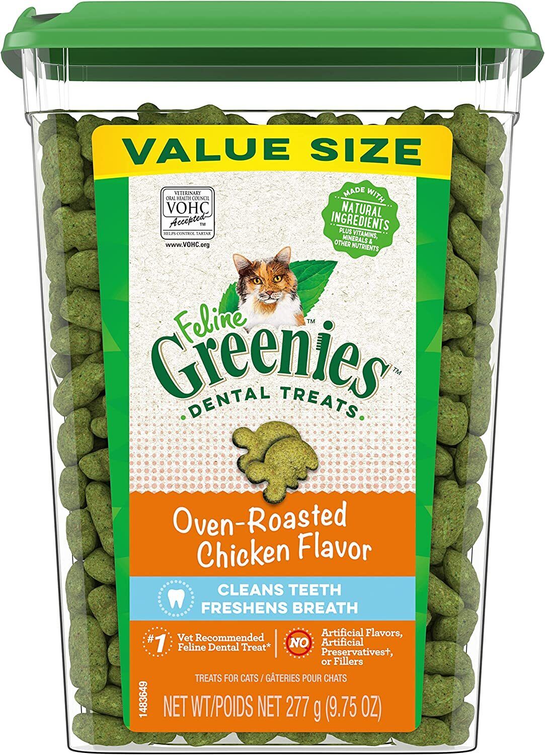 FELINE GREENIES Natural Dental Care Cat Treats Chicken-Flavor