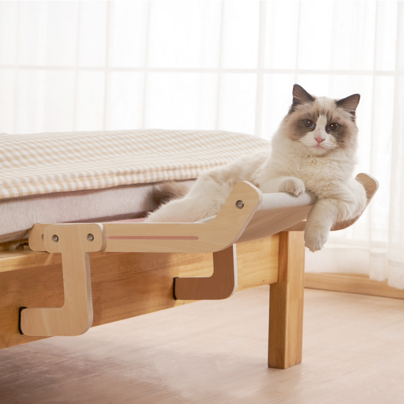 Window Hammock Cat Bed with Wooden Perches
