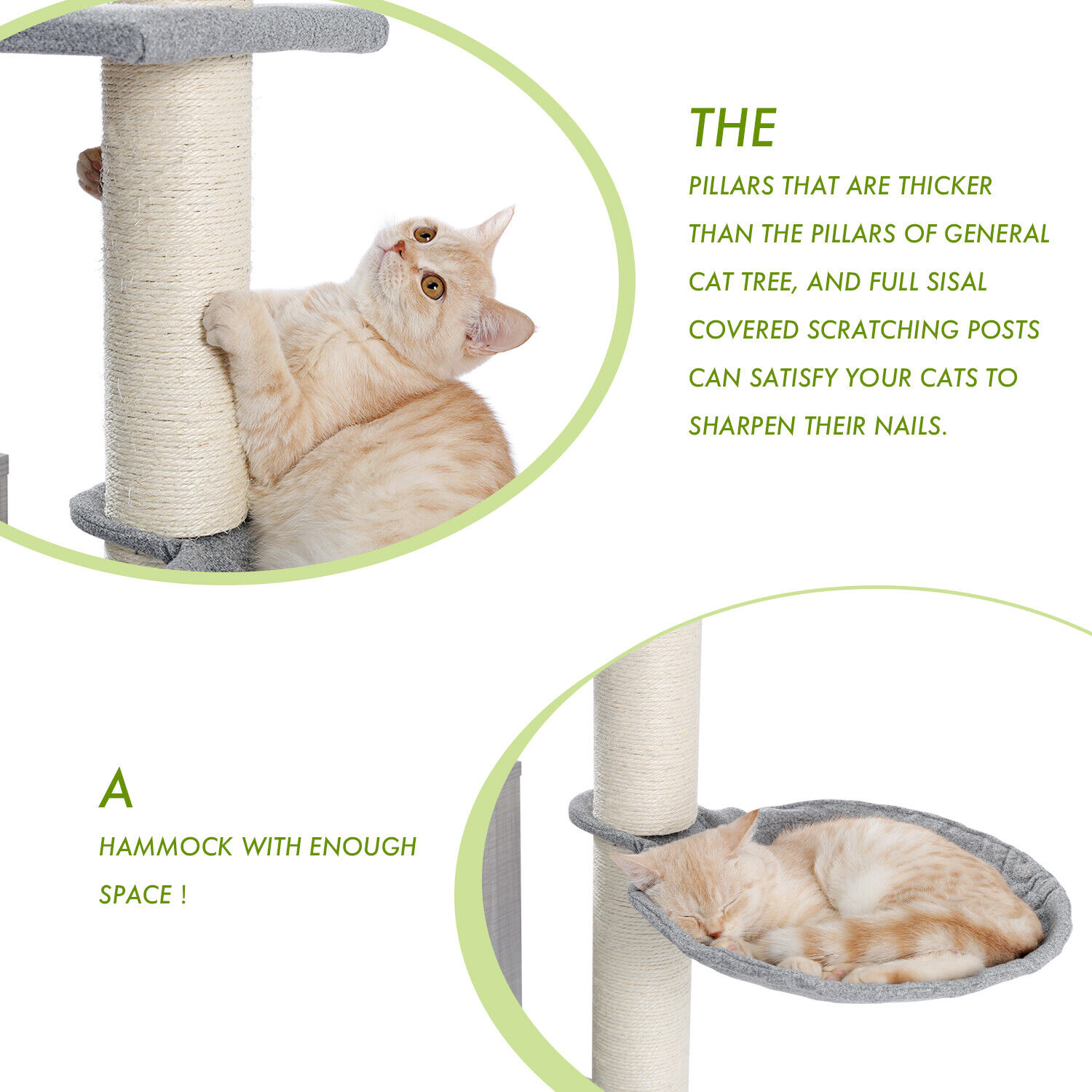 Large Cat Tree with Beds and Scratching Post