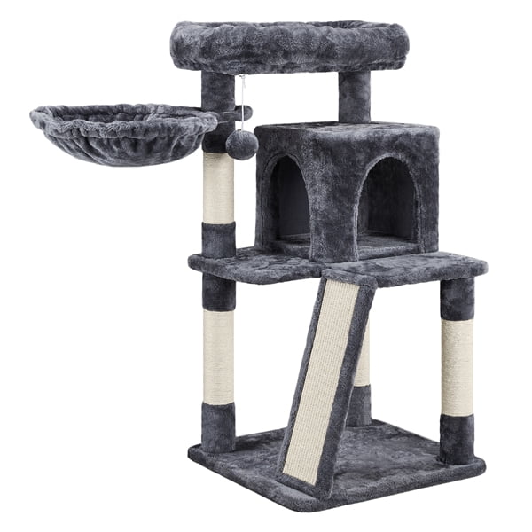 40'' Dark Gray Cat Tree with Scratching Board