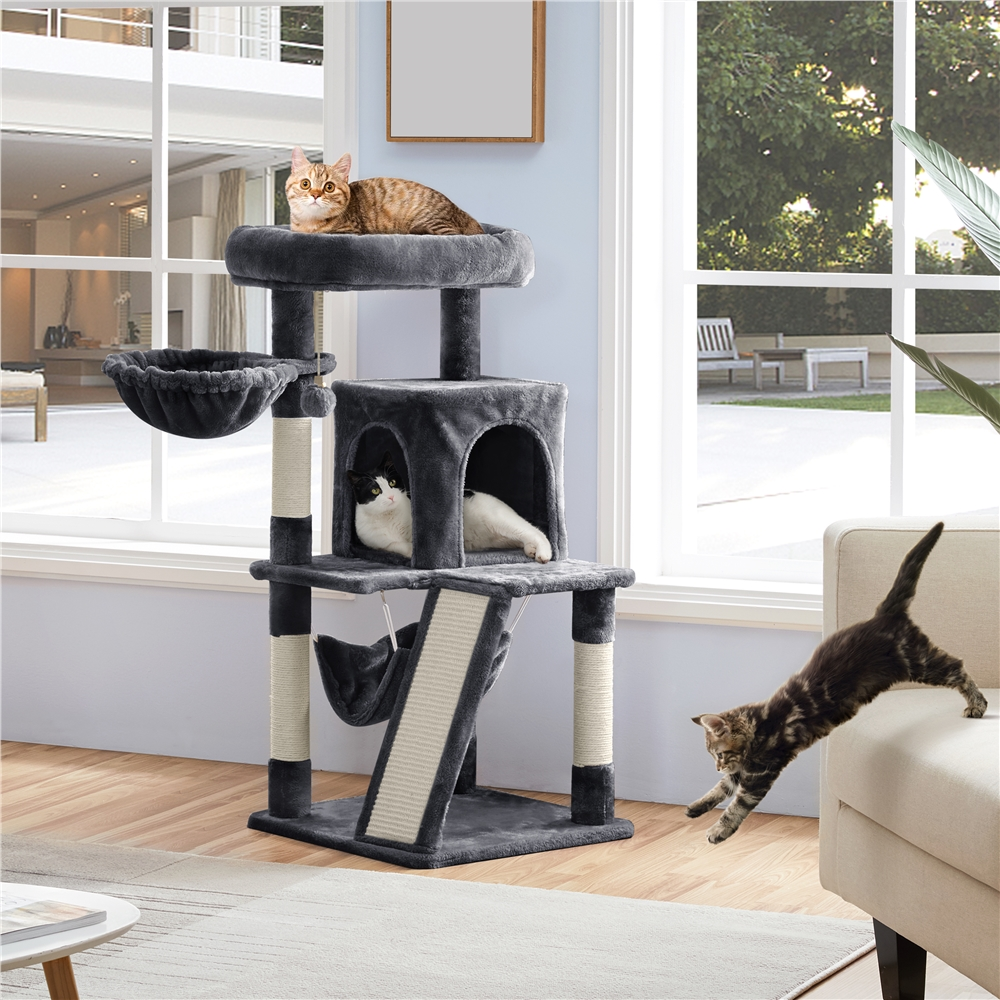 40'' Dark Gray Cat Tree with Scratching Board