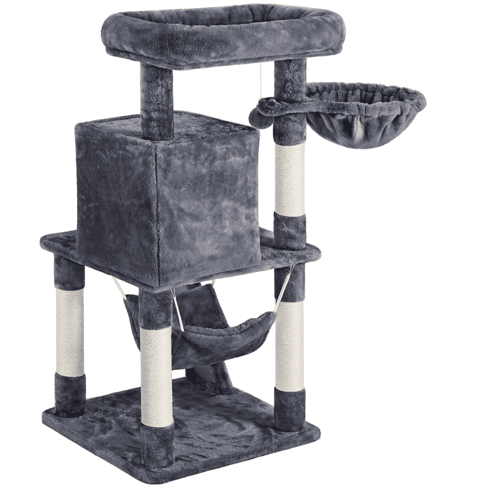 40'' Dark Gray Cat Tree with Scratching Board