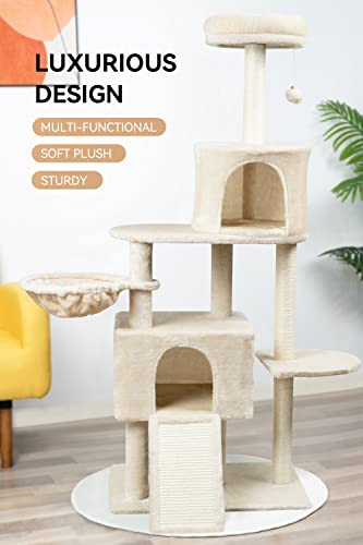 Beige 58" Multi-Level Cat Tree