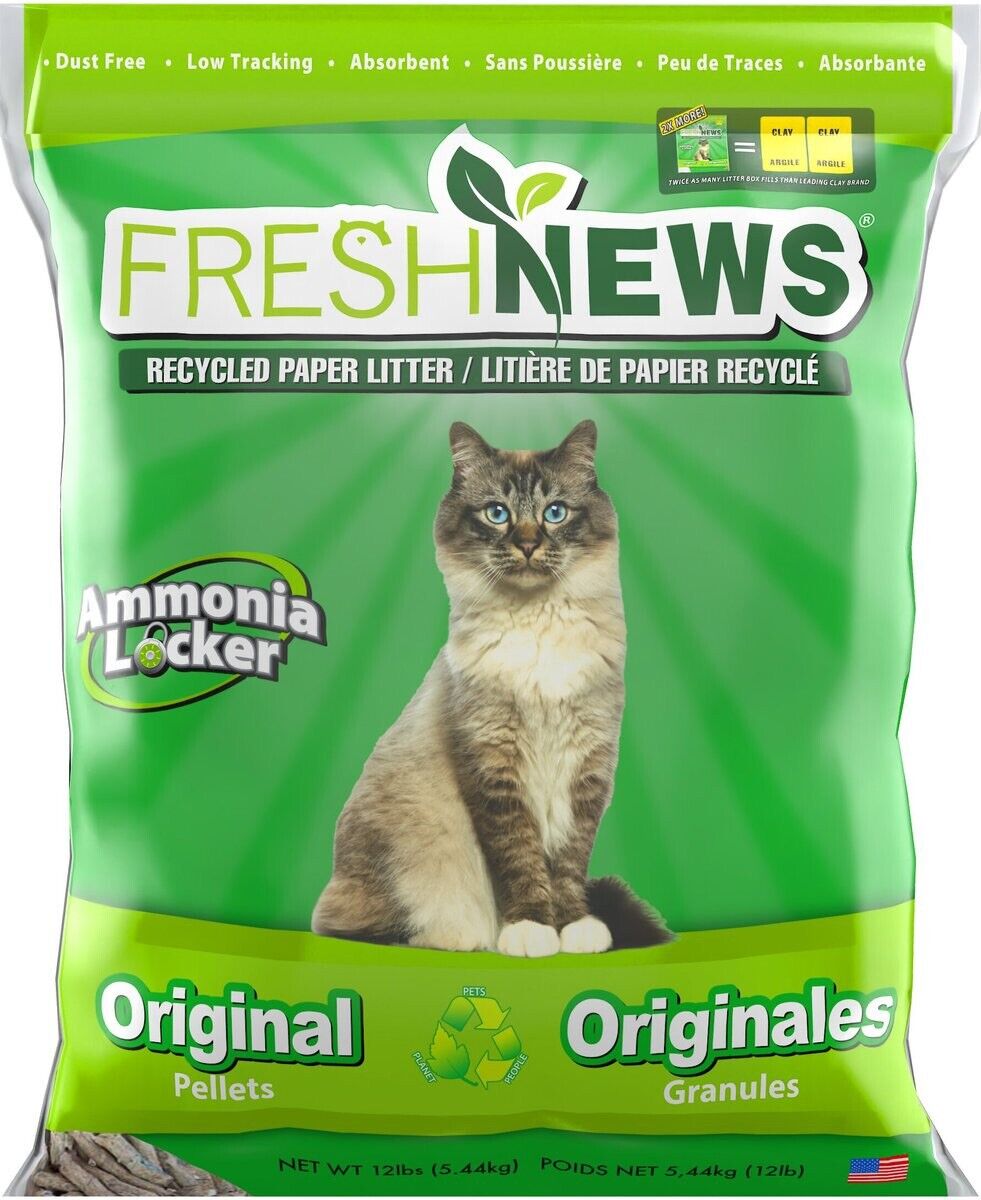 Fresh News Recycled Paper Cat Litter, Pellets 12 Lb