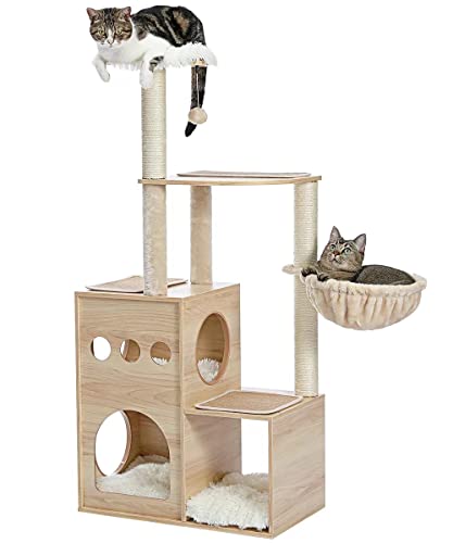 Modern Wood Cat Tree for Large Cats