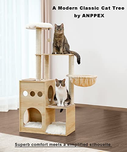 Modern Wood Cat Tree for Large Cats