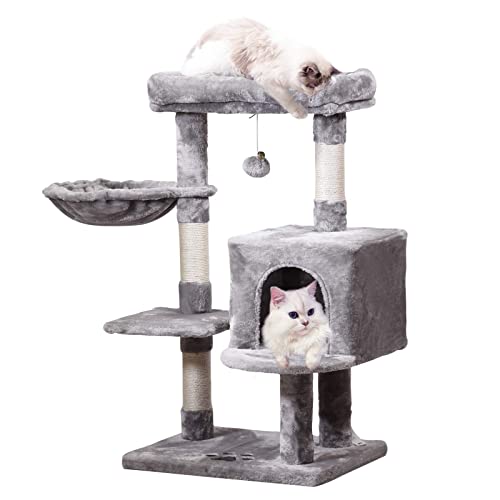 Gray Cat Tree Tower with Perches & Scratching Post