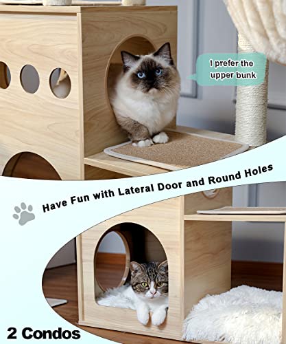 Modern Wood Cat Tree for Large Cats
