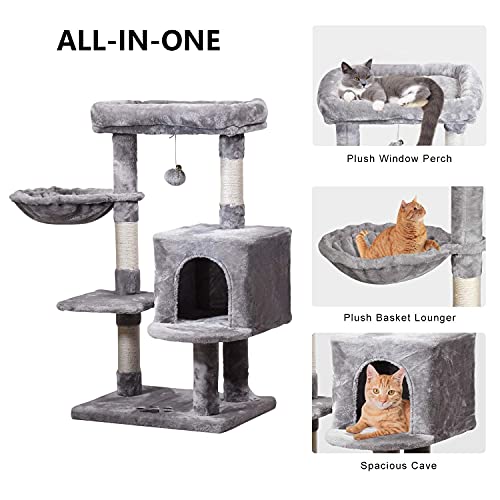 Gray Cat Tree Tower with Perches & Scratching Post