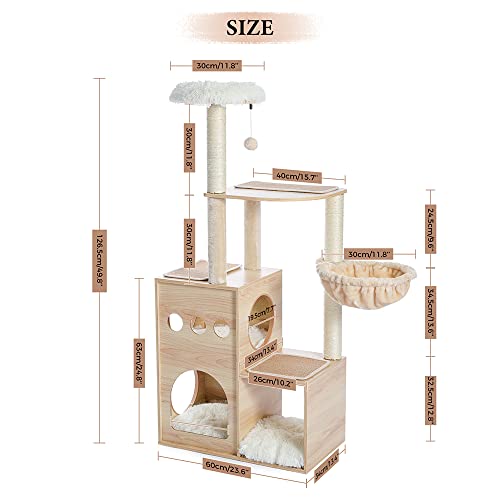 Modern Wood Cat Tree for Large Cats
