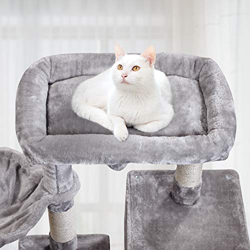Gray Cat Tree Tower with Perches & Scratching Post