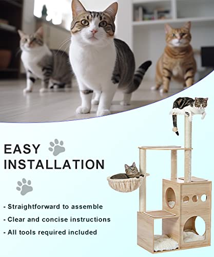 Modern Wood Cat Tree for Large Cats