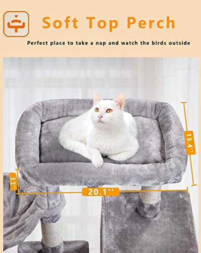 Gray Cat Tree Tower with Perches & Scratching Post
