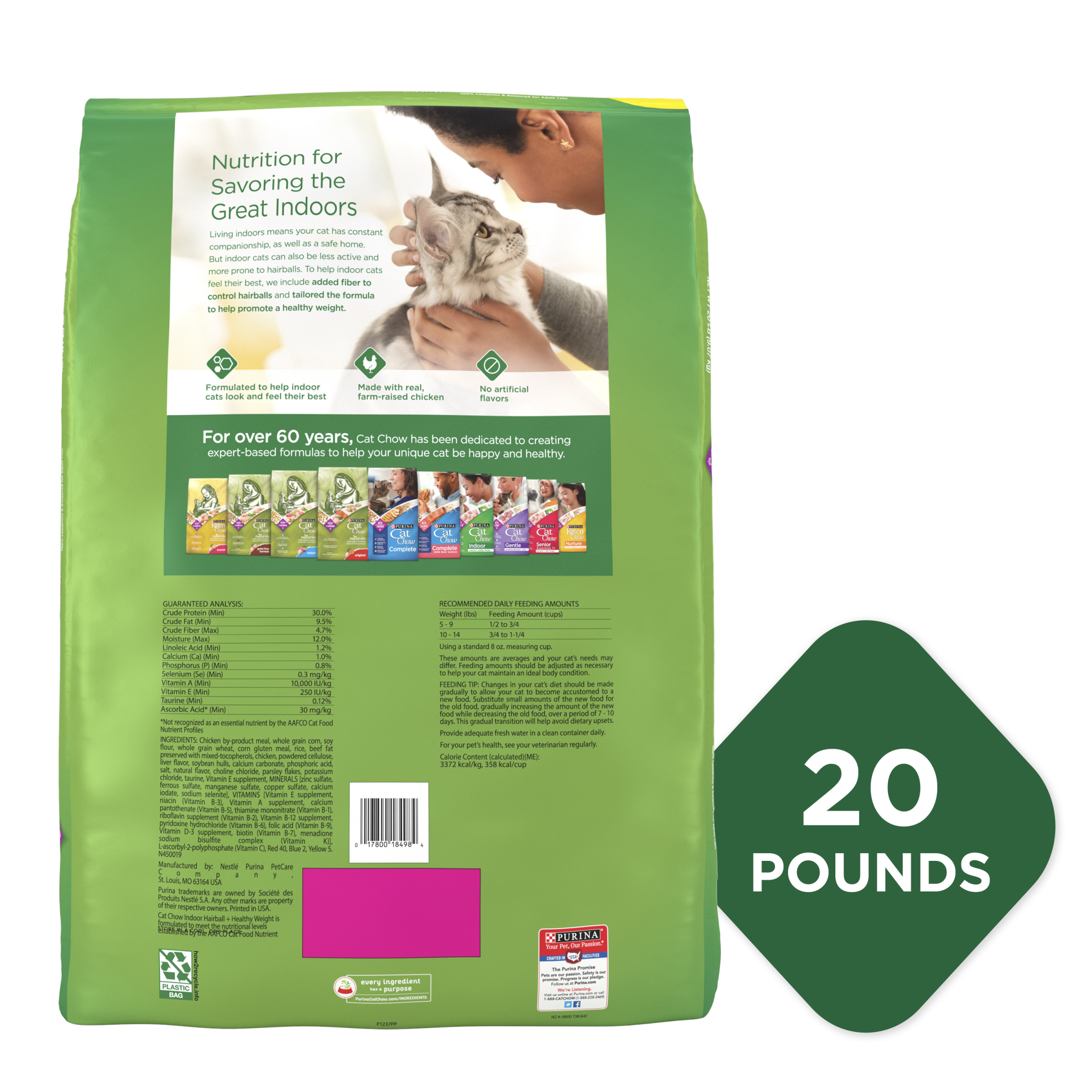 Indoor Cat Chow Hairball & Weight Control, 20lb