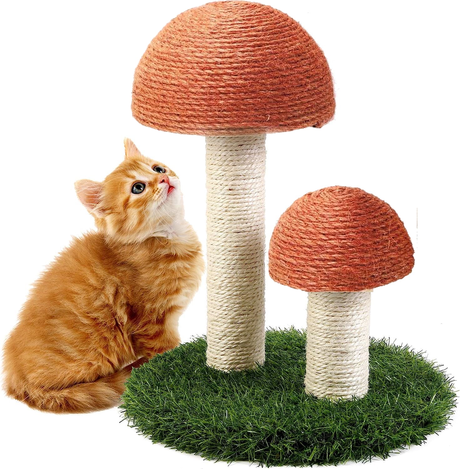 Mushroom Cat Tree Scratching Post - Brown