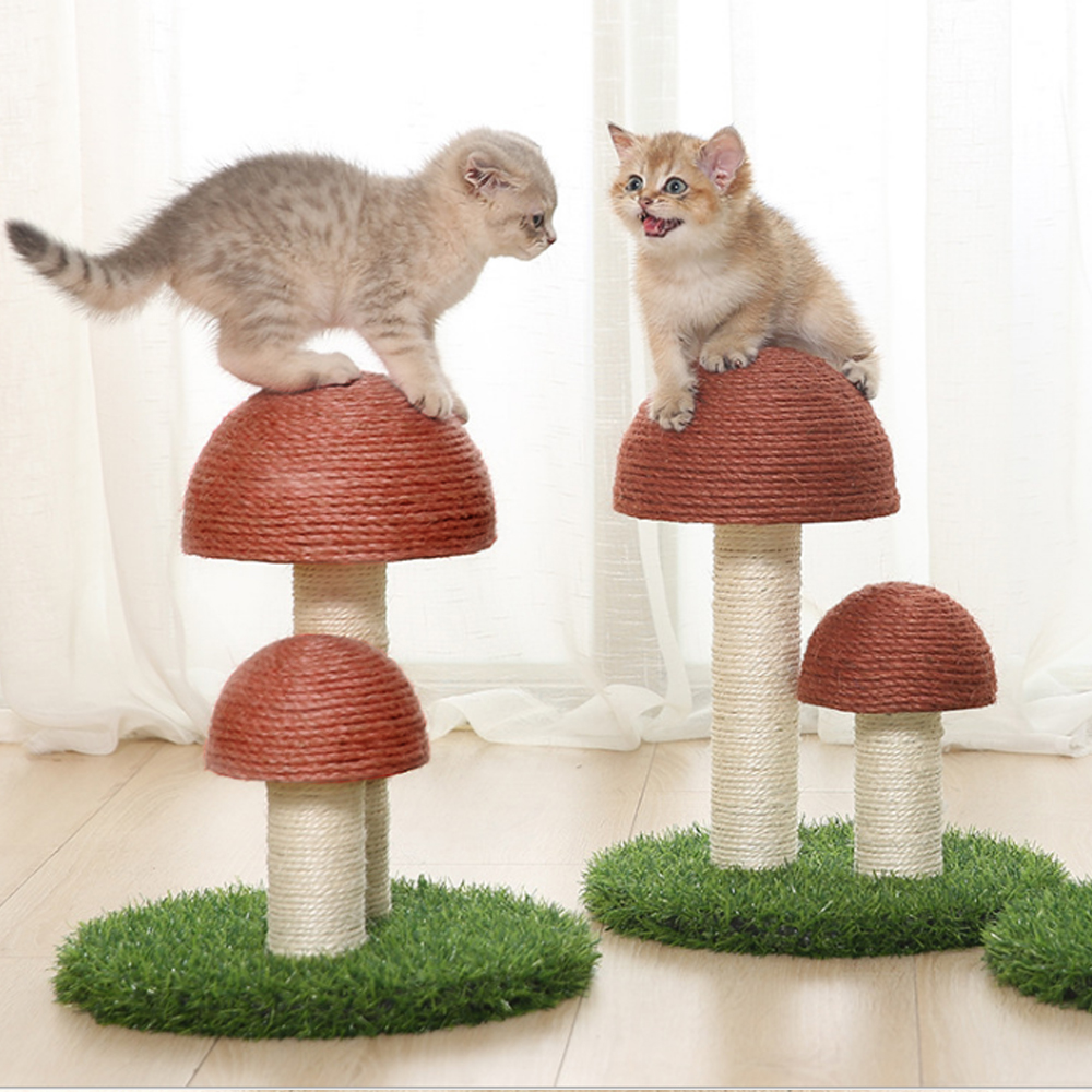 Mushroom Cat Tree Scratching Post - Brown