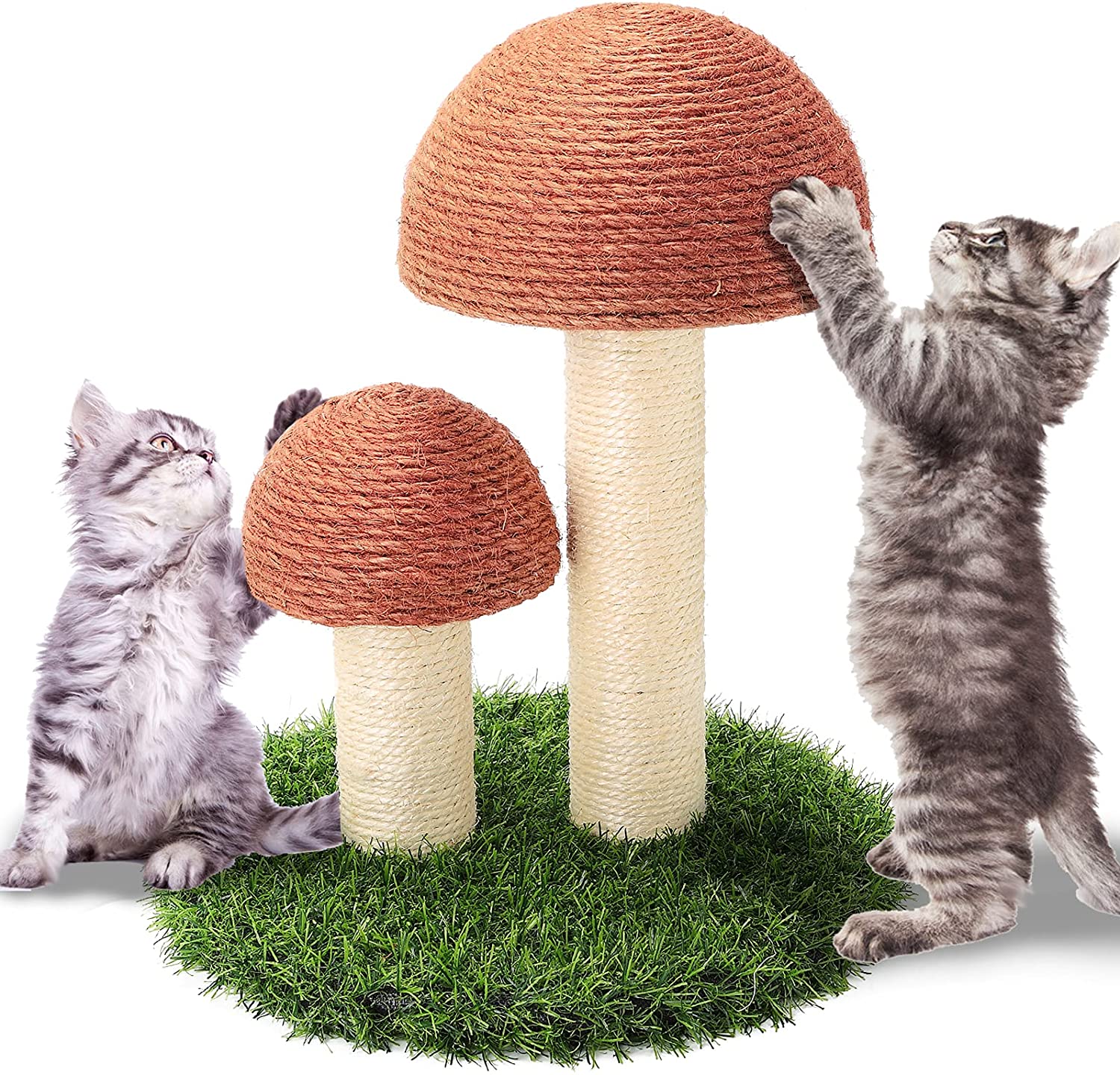 Mushroom Cat Tree Scratching Post - Brown