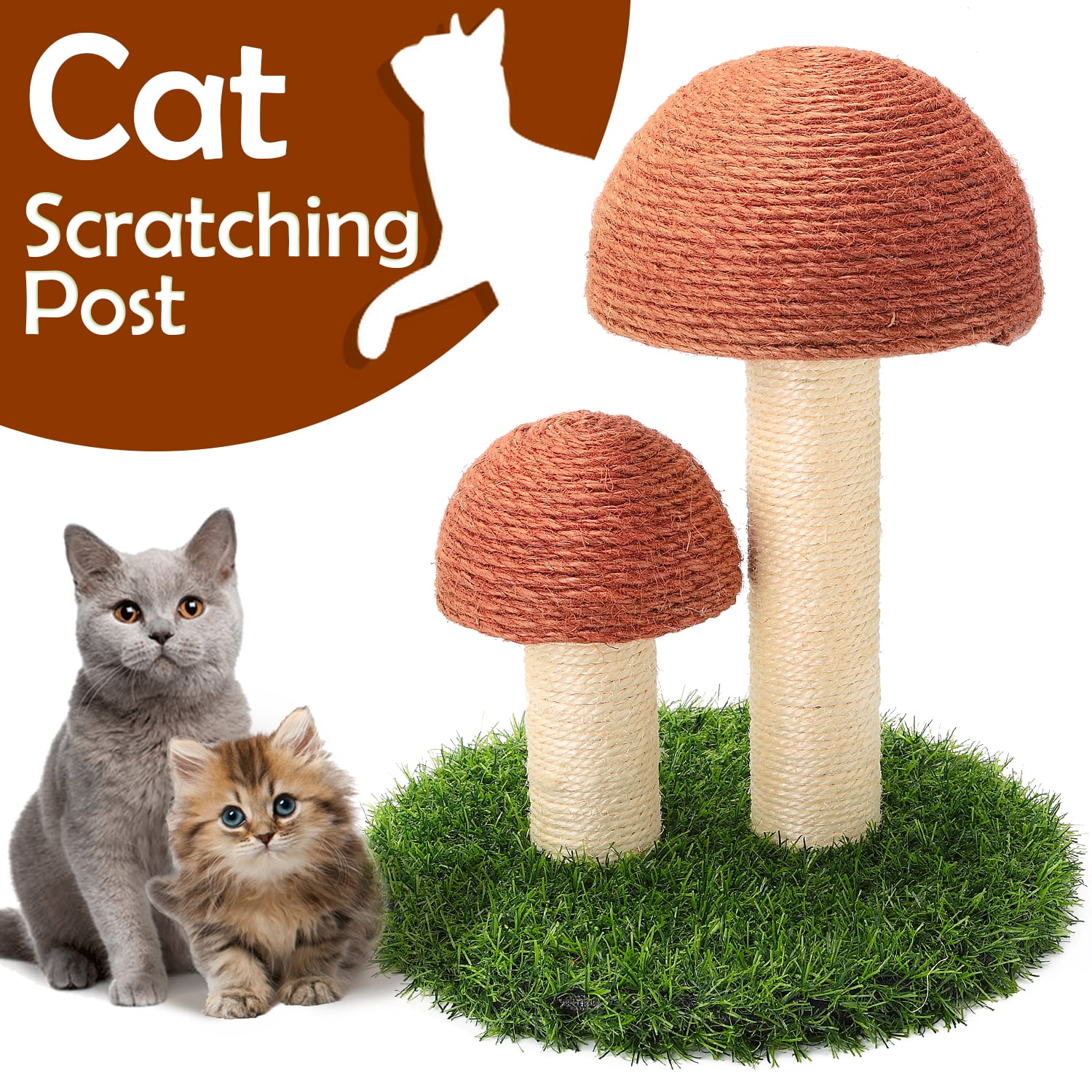 Mushroom Cat Tree Scratching Post - Brown