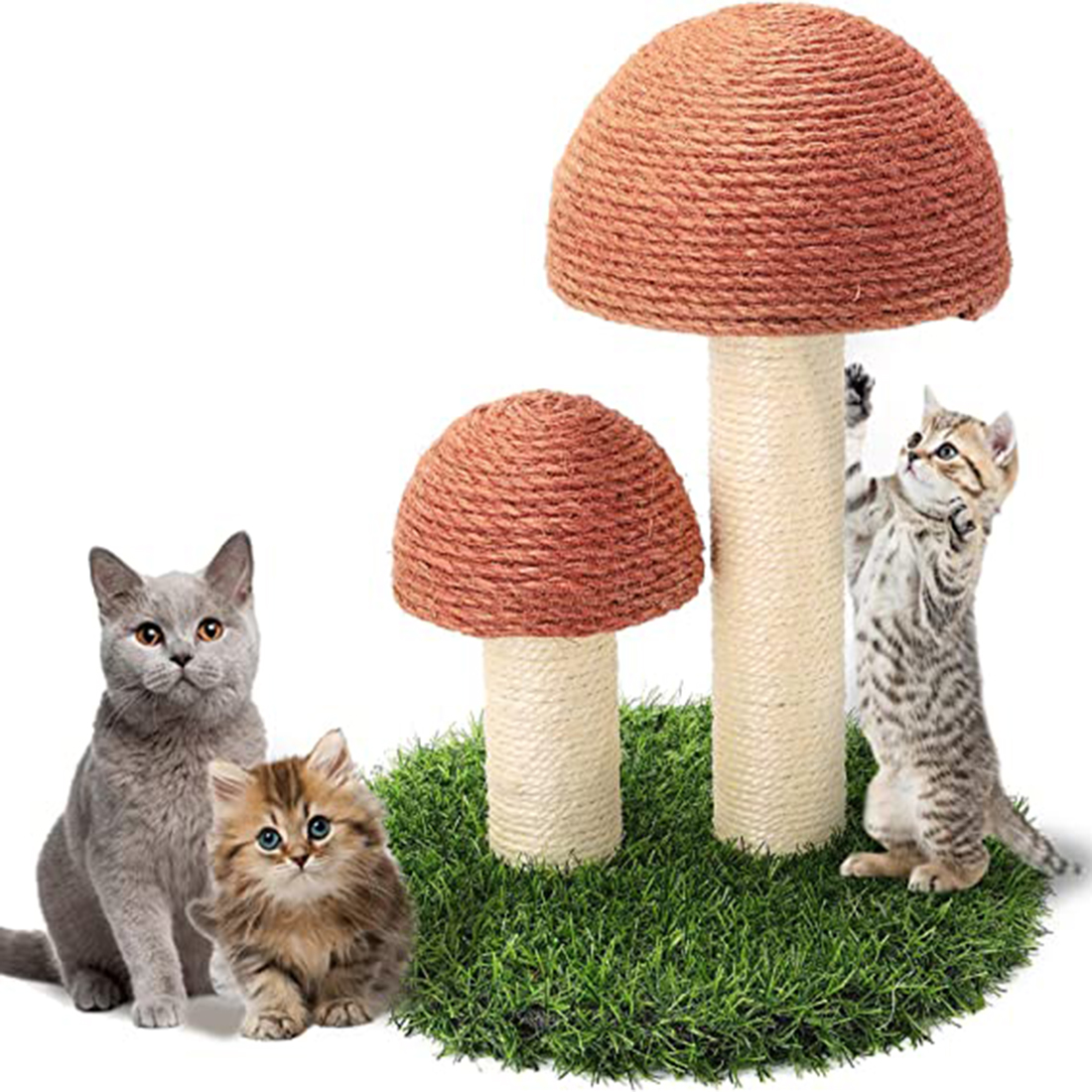 Mushroom Cat Tree Scratching Post - Brown