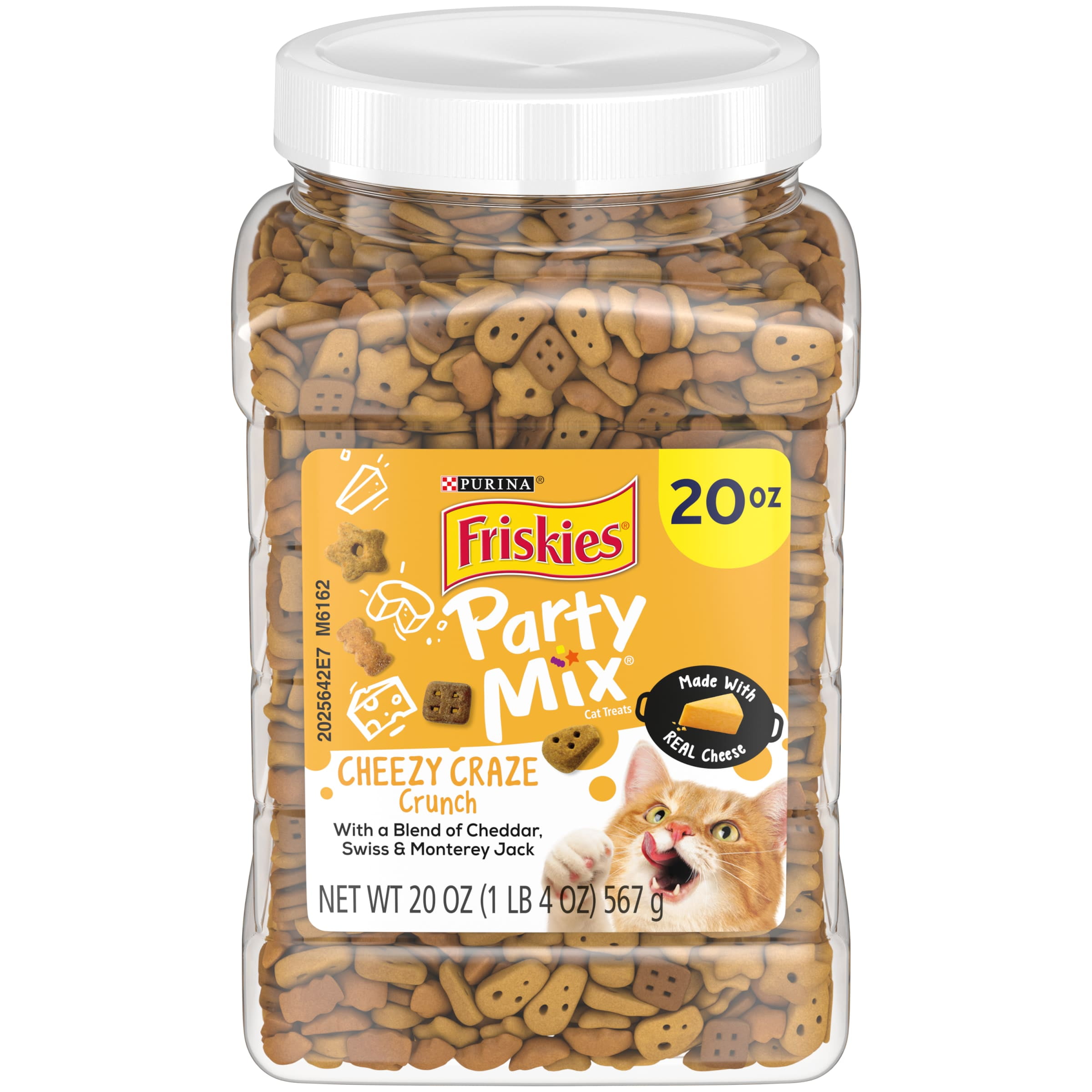 20oz Canister Purina Friskies Party Mix Cheddar Swiss & Monterey Jack Flavor for Cats