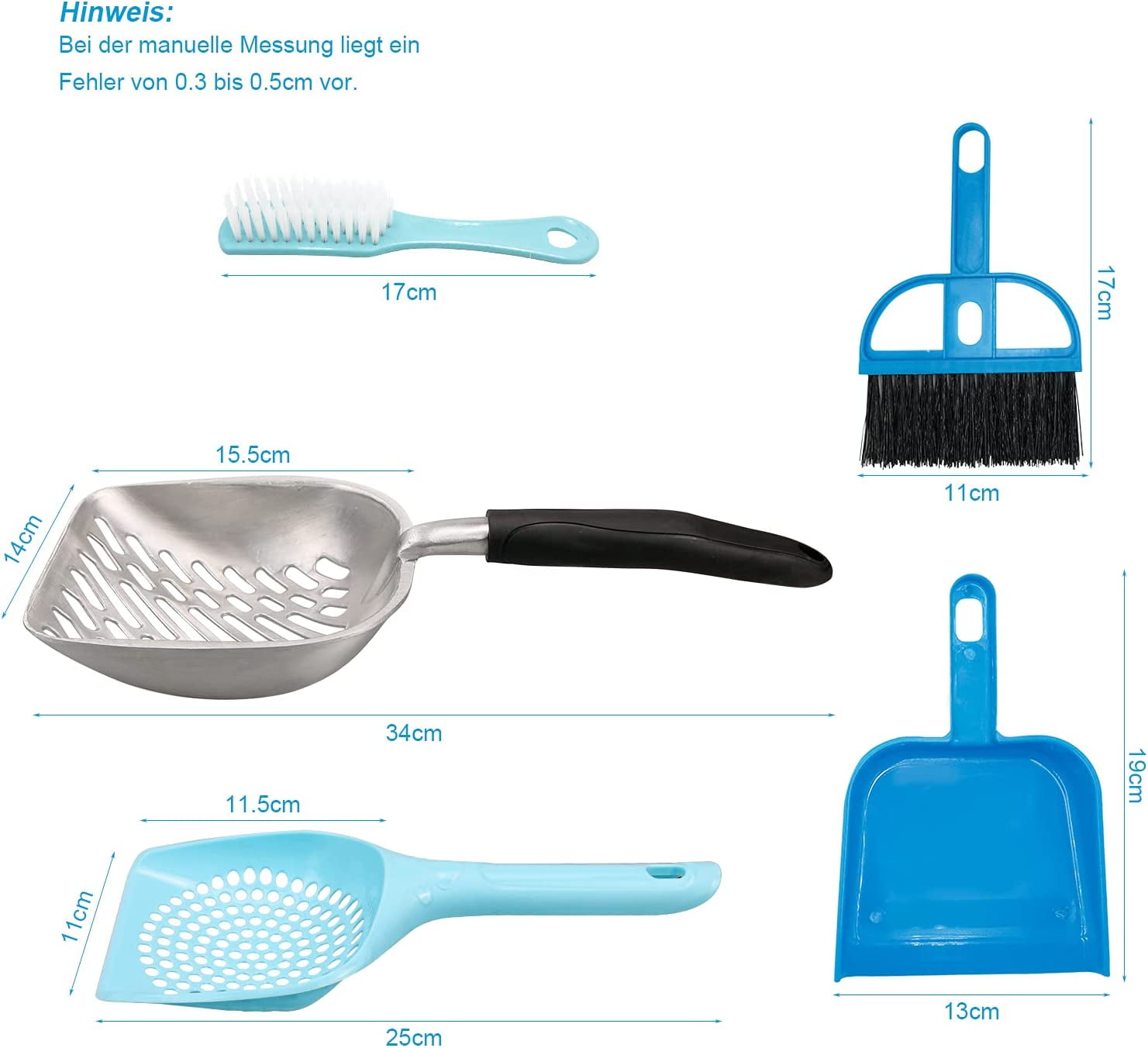 4-Piece Long-Handled Cat Litter Scoop Set