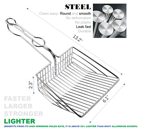 Jumbo Metal Cat Litter Scoop with Holder