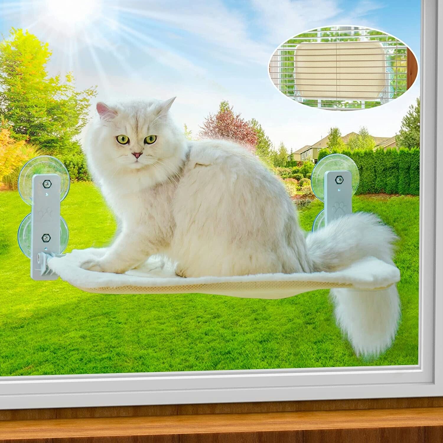 White Cat Window Hammock Bed by MEWOOFUN