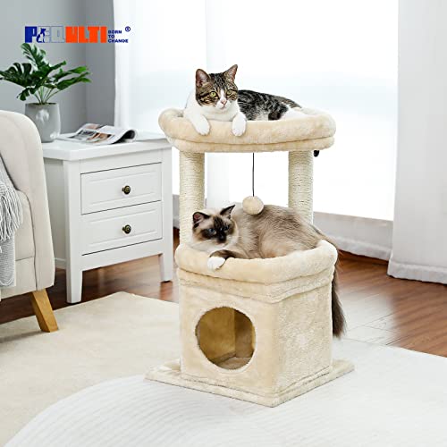 Cozy Cat Condo with Scratching Posts & Pom-Pom