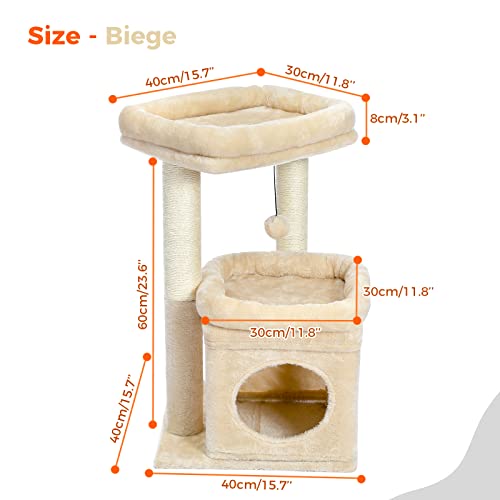 Cozy Cat Condo with Scratching Posts & Pom-Pom