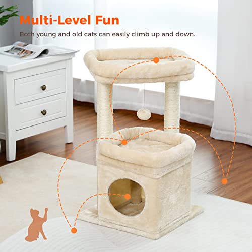 Cozy Cat Condo with Scratching Posts & Pom-Pom