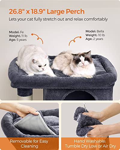 XL Smoky Gray Cat Tree with Scratch Post