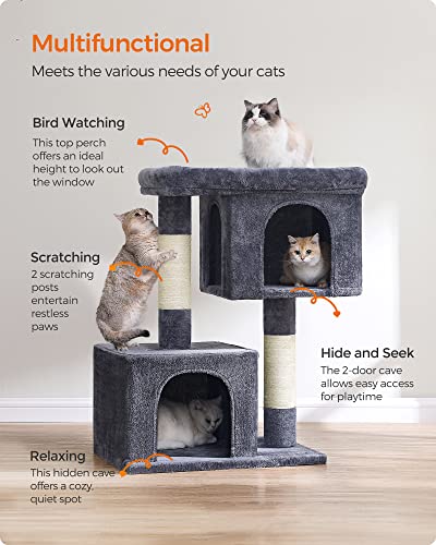 XL Smoky Gray Cat Tree with Scratch Post
