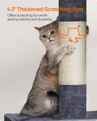 XL Smoky Gray Cat Tree with Scratch Post