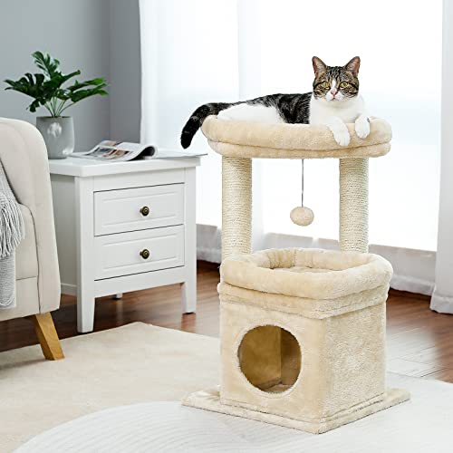 Cozy Cat Condo with Scratching Posts & Pom-Pom