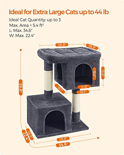 XL Smoky Gray Cat Tree with Scratch Post