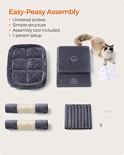 XL Smoky Gray Cat Tree with Scratch Post