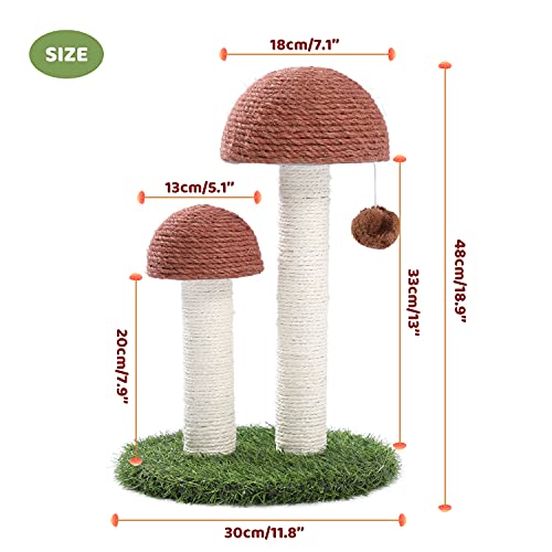 Mushroom Cat Scratching Post with Toy Ball