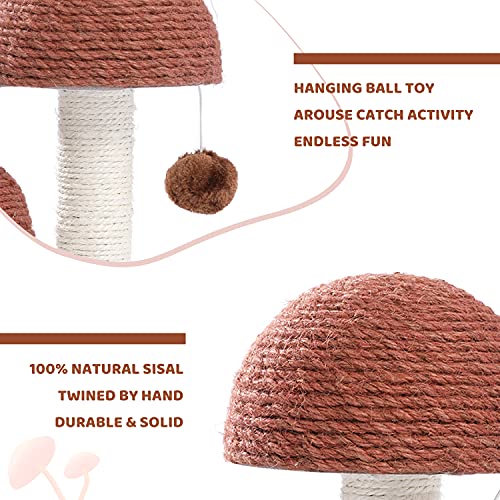 Mushroom Cat Scratching Post with Toy Ball