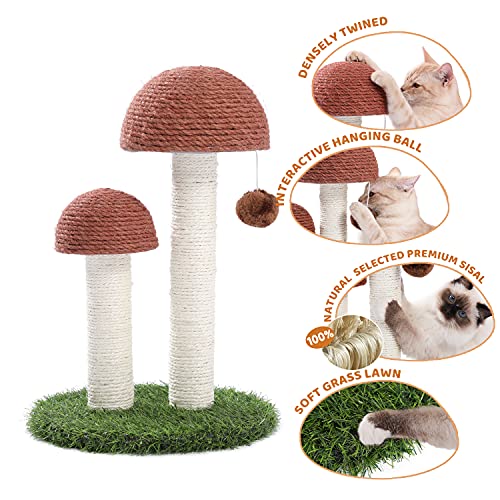 Mushroom Cat Scratching Post with Toy Ball