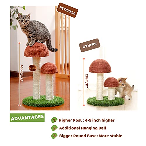 Mushroom Cat Scratching Post with Toy Ball