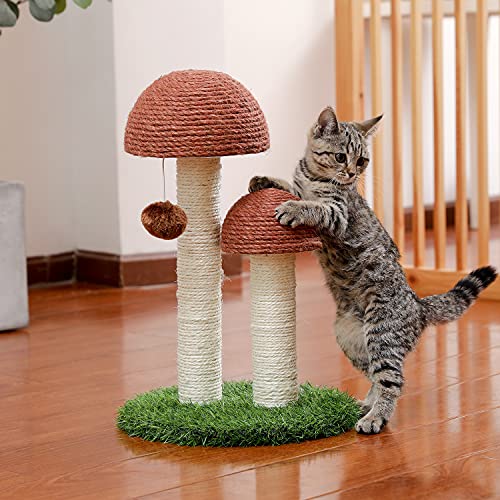 Mushroom Cat Scratching Post with Toy Ball