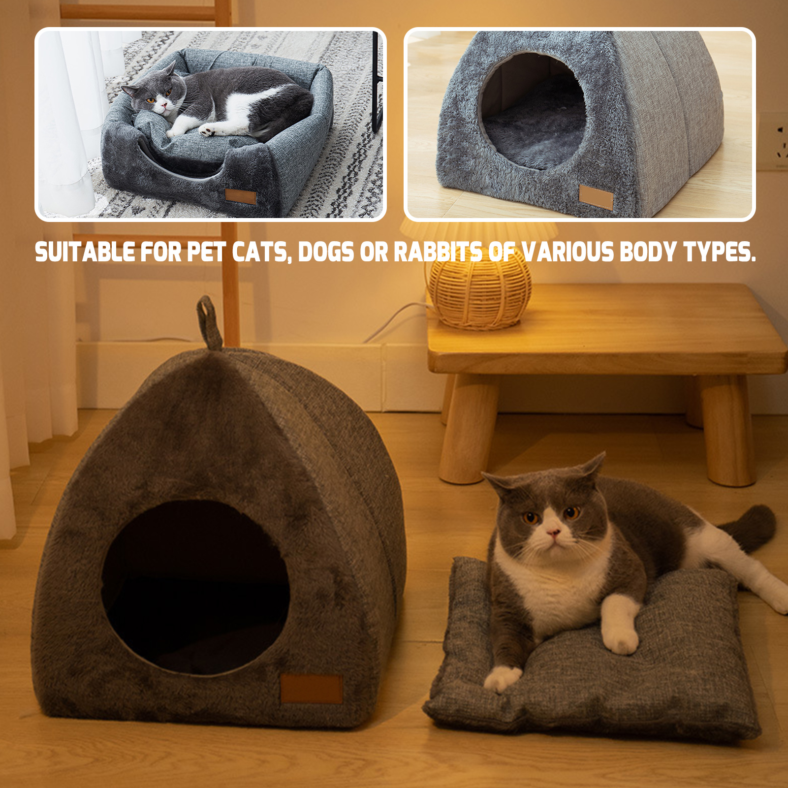 Cozy Triangle Cat Nest Igloo Bed