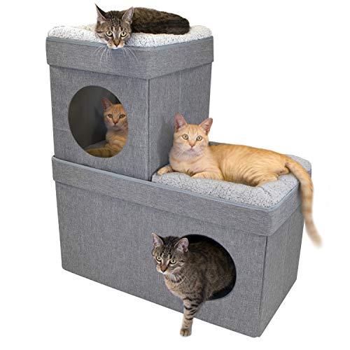Grey Kitty City Cat Condo & Cube