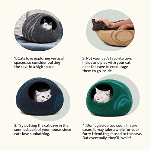 Handmade Merino Wool Cat Bed Cave - MEOWFIA Premium