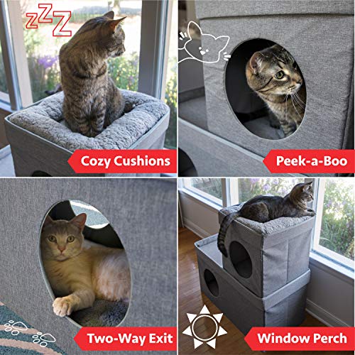 Grey Kitty City Cat Condo & Cube